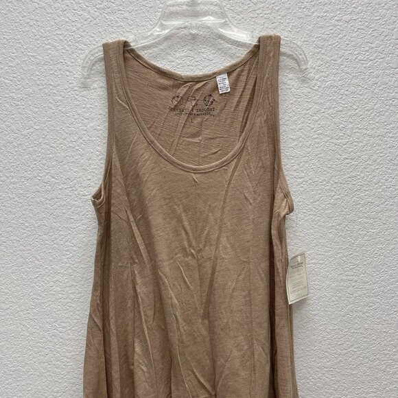 New Threads for Thought Womens Large Tank Top Tan Dolce Cotton Modal High Low - Picture 4 of 8